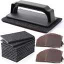 Reallnaive 31 Pcs Griddle Cleaning Kit Screen Holder Grill Screens Cleaning Pads Heavy Duty Abrasive Mesh Pads for Flat Tops, Cast Iron, Stainless Steel Griddle Cleaner Accessories Bundle (Black)