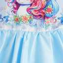 LQSZ Girls Dress Ruffled Sleeves Easter Summer Cartoon Princess Valentine Casual Style Dresses for Toddler Kids 2-12 Years (6-7 Years, A-unicorn-short)