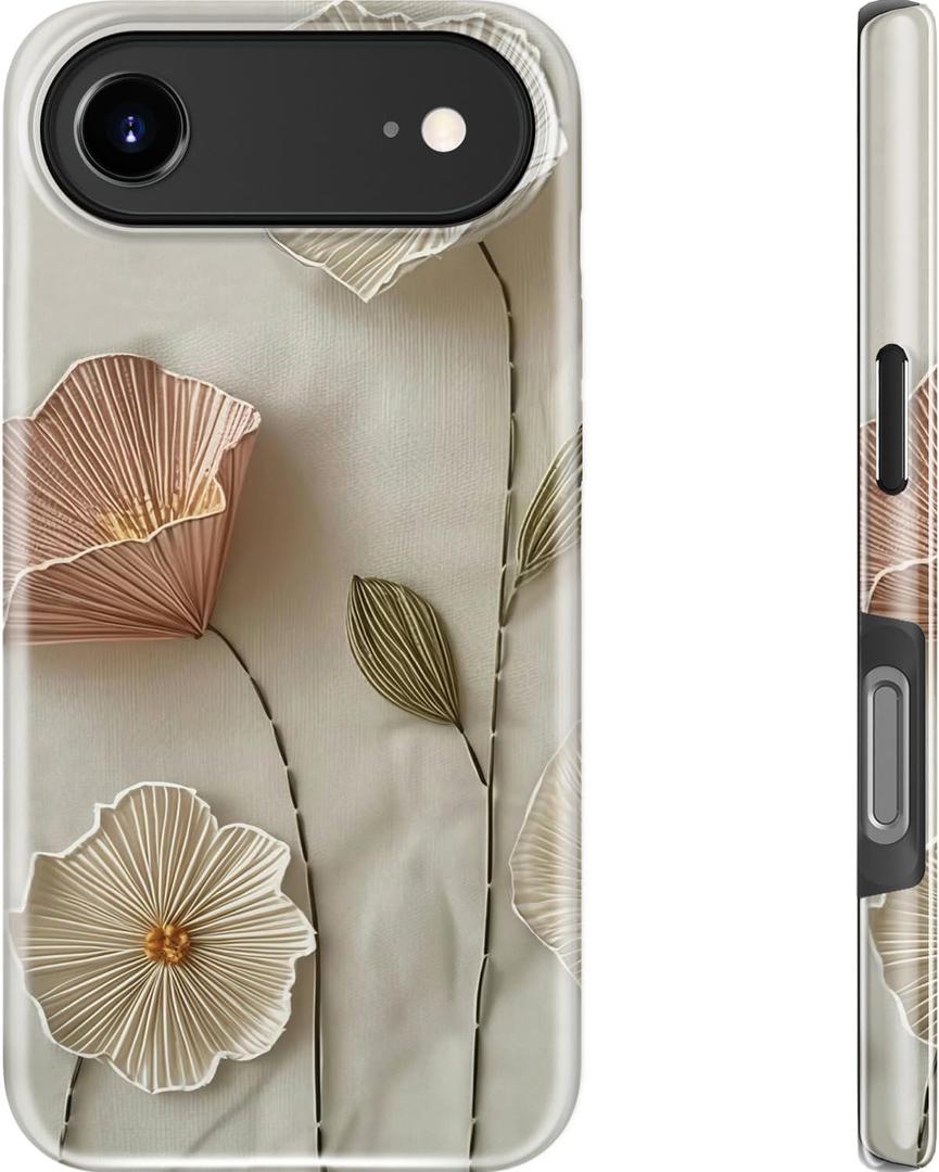 Goodon for iPhone 17 Air Case - Compatible with Magsafe - Dual-Layer Hard Shell & Silicone Cover - Protective Phone Case with Cute Wildflower Designs for Women - Ethereal Wire Florals