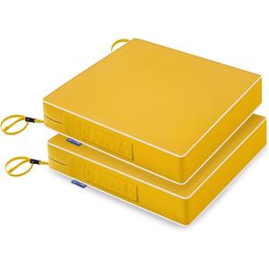 MIULEE Yellow 18.5 x 16 x 3 Outdoor Chair Cushions Waterproof Patio Chair Cushions with Adjustable Straps Set of 2 for Patio Furniture 3-Year Color Fastness Garden Sofa Couch
