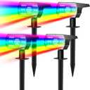 NYMPHY Solar Color Changing Lights, 7 Lighting Modes Solar Lights Outdoor Waterproof IP68, Multicolor RGB Outdoor Lights for Garden Yard Landscape Decorations- 4 Pack