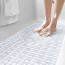 DEXI Bathtub Mat Non Slip, Extra Long 39x16, Suction Cups, Drain Holes, Machine Washable for Tub Shower Floor, Clear