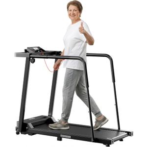 Juturna Walking Treadmill for Seniors, Treadmills for Home with Holder for Phone & Cup,Walking Pad with Handle Bar, 3.0 HP Walking Pad with 300 LBS Capacity, with LED Display (Black)