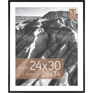 MCS Everline Collection 28x34 Matted Poster Frame with 24x30 Picture Display, Black Vertical & Horizontal Wall Hanging Large Frame for Photos, Posters & Art Prints (1-Pack)