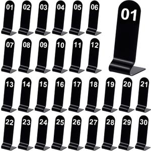 Tuanse 1-30 Table Order Numbers Restaurant Double Sided Acrylic Reception Number Stands Signs for Wedding Restaurant Seating Cafes Party Banquet(Black), Small Signage