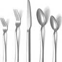 Silverware Set for 8, Briout 40 Piece Flatware Cutlery Set Stainless Steel Luxury Square Tableware Thick Knife Fork Spoon for Home Kitchen Restaurant Wedding, Mirror Polished, Dishwasher Safe