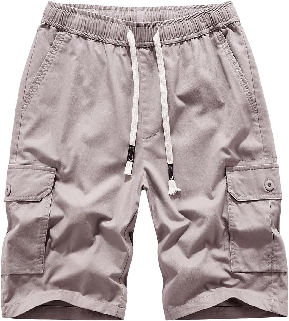 Msmsse Men's Cargo Shorts Elastic Waist Drawstring Summer Casual Cotton Work Athletic Shorts (36)