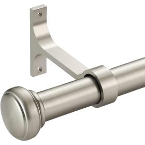 Heavy Curtain Rod,1 inch Long Curtain Rods for Windows 72 to 144 inch with Endcap and Premium Aluminum Brackets,Ceiling Mount Drapery Rods Outdoor Curtain Rod for Patio,Satin Nickel