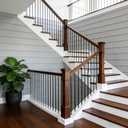 Iron Stair Balusters 5/8" Round Hollow Metal Wrought Iron Spindles for Indoor Staircase & Deck Railing 44" Long Plain Railing Pickets, Satin Black Powder Coated (15 Pack, 44")
