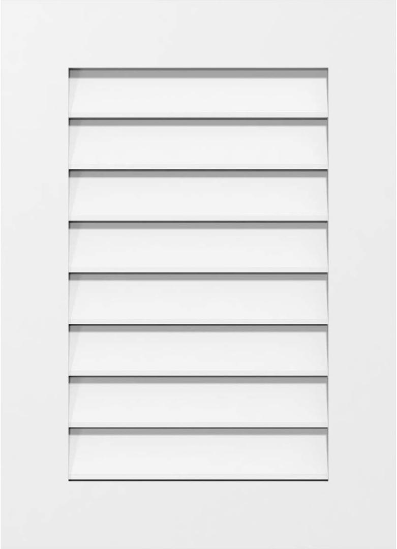 Ekena Millwork GVPVE16X2601SF Vertical Surface Mount PVC Gable Vent, 16 W Inch x 26 H Inch, Factory Primed White