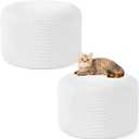 2PCS 20 * 20 * 12inch Unstuffed Ottoman Pouf Cover Unfillable Pouf Cover Foot Rest with Storage Corduroy Round Foot Stool Covers for Living Room Bedroom Home Decor,White