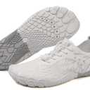 Hike Barefoot Shoes for Womens Men,Quick Dry Water Shoes,Beach Pool Aqua Swim Surf Hiking Walking Shoe,Non-Slip Athletic Footwear Wide Toe Water Shoe (White Grey)