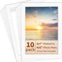 Yeestone 10 Pack Picture Frame Mats, 5x7 Matted to 4x6 Photo Mats, Acid Free Picture Matting for Pictures Photos Watercolor Artwork (White)