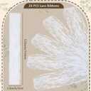 24 Pcs Lace Chair Sashes for Wedding Aisle Decorations Chair Bow Ribbons for Wedding Ceremony Bridal Shower Baby Shower Reception Party Banquet Ceremony Church Pew Decors (White)