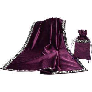 BLESSUME Altar Tarot Table Cloth Divination Wicca Velvet Cloth with Tarot Pouch 24.4 * 24.4 inch Purple