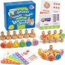 Alphabet Number Stamps for Kids, Wooden ABC Spelling Letter Stampers Set with Flashcard Mathematics Learning Number Stampers Arts & Crafts Supplies, Montessori Toy Gifts for 3 4 5 Year Old