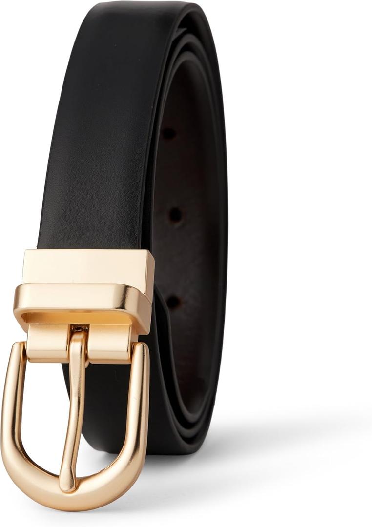 Amazon Essentials Women's Reversible Leather Belt (1X, Black/Brown)