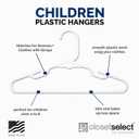 30 Pk Kids Children Hangers Plastic Made in USA, for Children, Infant, Toddler, Baby Clothes, White, 30 Pack Non-Slip
