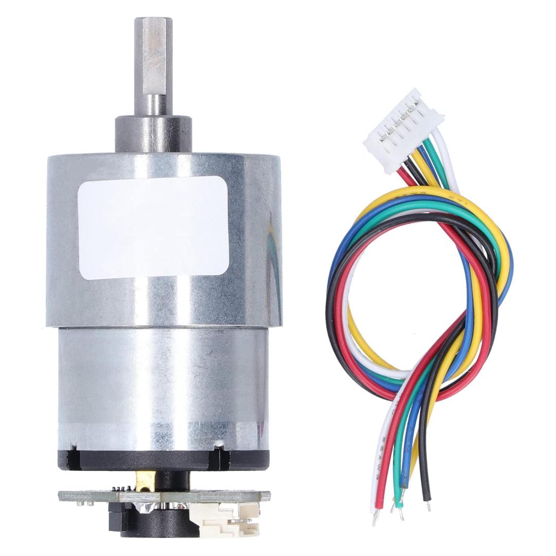 FLEXMAN JGB37520 DC12V Gear Motor, Strong Load Capacity Electric Micro Speed Reduction Geared Motor, Metal Gearbox with Encoder for Household Appliances, Automatic Money Counters (333RPM)
