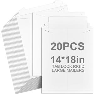 20 Pack 14x18 in Tab Lock Rigid Mailers Extra Large,White