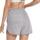 Womens Casual Sweat Shorts Curvy Hem Summer Cotton Lounge Shorts Drawstring Jersey Athletic Workout Shorts with Pockets (Gray, XL)