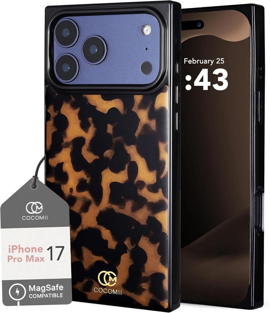 Cocomii Rectangle Case for iPhone 17 Pro Max, Compatible with MagSafe, Chestnut Tortoiseshell