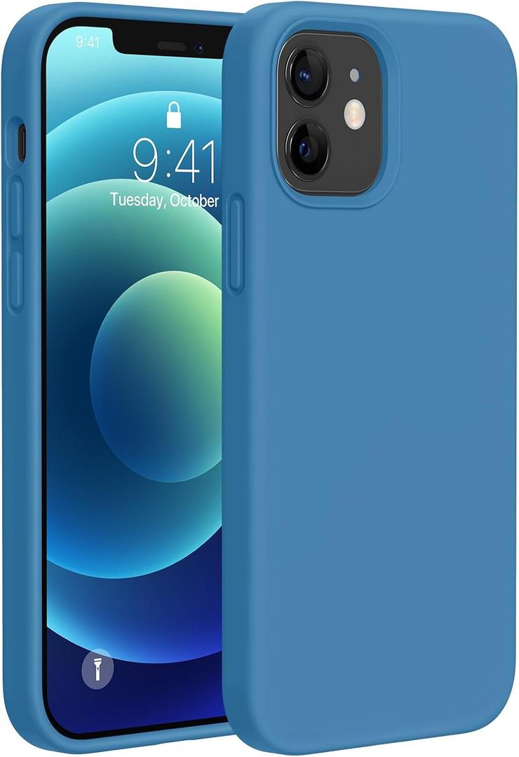 Miracase Compatible with iPhone 12 Case and iPhone 12 Pro Case, Liquid Silicone Gel Rubber Full Body Protection Shockproof Drop Protection Phone Case for iPhone 12/12 Pro 6.1 inch, Capri Blue