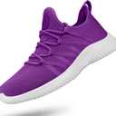 Feethit Womens Slip On Running Shoes Non Slip Walking Shoes Lightweight Gym Workout Shoes Breathable Fashion Sneakers (7, Purple)