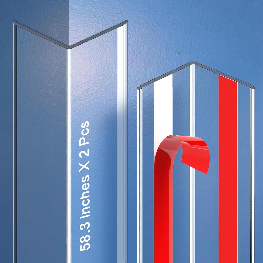 Clear Self-Adhesive Wall Corner Protectors-2 PCS of Corner Guards & Edge Protector for Baby, Furniture, Door, Tables, Cover Sharp Furniture, Easy to Install (3cmx150cm/1.18inx59.1in)