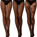Bencailor 3 Pairs Christmas Women Fishnet Stocking Floral Tight Legging Stockings Small Hole High Pantyhose Waist Lace(Black,Large,Classic Style) at Amazon Womens Clothing store