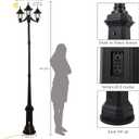 Outdoor Post Light Dusk to Dawn Sensor 3-Head Outdoor Lamp Post with Outlet Gfci, Anti-Rust Aluminum Waterproof Street Lamp Posts Outdoor Lighting for Outside Patio Yard Backyard