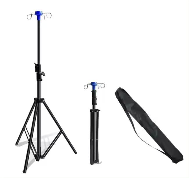 Portable IV Poles for Travel  Adjustable Height Medical IV Poles with Multi-Hook Design  Non-Tilt Stable Base Pole Stand IV Drip Set for Home Care, Emergency, Hospitals