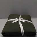 MooMee Bedding Duvet Cover Set 100% Washed Cotton Linen Like Textured Breathable Durable Soft Comfy (Solid Olive Green, Queen 90"x90")