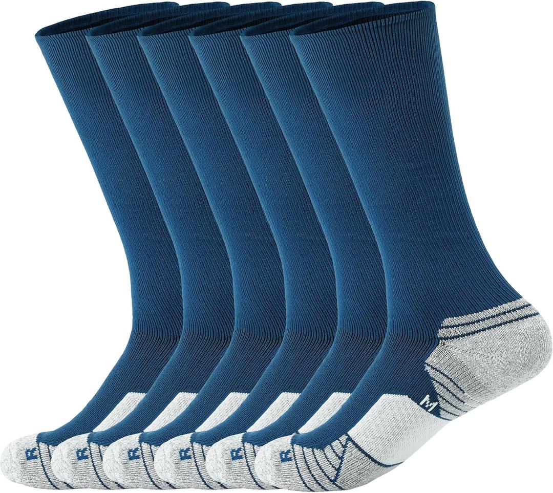 WANDER 3-6 Pairs Men's Athletic Run Cushion Over-the-Calf Tube Socks (Medium)
