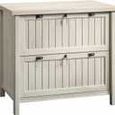 Sauder Costa 2 Drawer Lateral File Cabinet with Lock for Home Office, in Chalked Chestnut