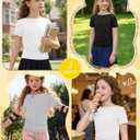 3 Pack Girls Boat Neck Tops | Short Sleeve, Slim Fit, Side Ruched, Casual, Summer, Cute, Basic, Kids, School, Play, for Girls