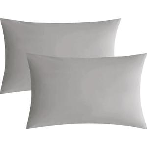 Nokolulu Egyptian Cotton Pillowcases Set of 2 | 400 Thread Count Ultra-Soft & Breathable Pillow Covers - Skin-Friendly Envelope Closure (Gray, Queen)