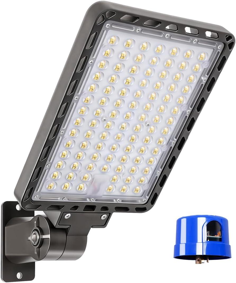 ledmo LED Parking Lot Light 37000lm Outdoor Dusk to Dawn Commercial Street Light with Adjustable Arm Wall Mount 240W IP65 LED Barn Security Area Lights for Yard Sport Warehouse Shop 5000K