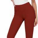 Hybrid & Company Women Stretch Skinny Dress Pants Nylon Ponte Pull On Office Leggings Trousers (Red)