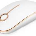 Unipows Wireless Mouse - 2.4G Slim Portable Computer Mouse with Nano Receiver, Less Noise Mobile Optical Mice for Notebook, PC, Laptop, Computer, Mac (White Gold)