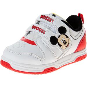 Disney Girls Character Shoes Mickey Minnie Frozen Princess Dora Moana Lilo Stitch Angel Athletic Running Shoes Laceless Sneakers for Girls- 5-10 Toddler 11-13 Little Kid (White Red)