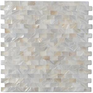 10 - Sheet Pearl Shells Tile Peel and Stick Backsplash, Self Adhesive Wall Tile for Kitchen, Bathroom, Bedroom (11.8"X11.8", White Nature)
