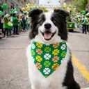 St. Patrick's Day Dog Bandanas with Snap Button, 2 Pack Reversible Green Bandanas for Small, Medium, and Large Dogs, Adjustable Pet St. Patrick's Costume Accessory for Photo Shoot (X-Large)