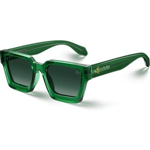 VISOONE Fashion 100% UV400 Protection Rectangle TR90 Y2K Sunglasses Accessories for Women Men RIVER (Basil Green/Dark Green)