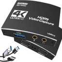 Capture Card for Streaming, HDMI to USB3.0 1080P 60FPS Audio Video Adapter, with 4K HDMI Loop-Out, for Recording/Streaming, Compatible with Nintendo Switch/Xbox/PS5/OBS/Camera/PC/Laptop