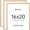 upsimples 16x20 Frames Set of 3, Natural Solid Wooden Picture Frames, Display 11x14 with Mat or 16 x 20 Without for Vertical or Horizontal Wall Hanging