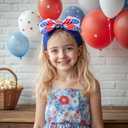 Baby Girl Bows Newborn Headband 0-6 Months Infant Big Bows for Birthday/Baby Shower/Photography/Baby Gifts (Blue Star & Heart Flag)
