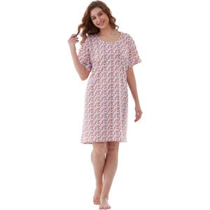 Nightgowns for Women, Women's Sleepwear Lightweight Cotton Nightdress, Crew Neck Sleepshirt Short Sleeve Loose Fit (L)