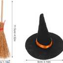 IMIKEYA Mini Witch Hat Broom: 12PCS Miniature Small Witch Hats Crafts Halloween Witch Hats and Brooms for Halloween Doll House Wine Bottle Party Decor Bar Home Table Decoration