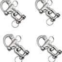 4 Pack Snap Shackle Sailing Halyard, 316 Stainless Steel Clevis Swivel Jaw Swivel Shackle, Quick Release Snap Hook for Sailing Rigging Shackles, SCBA face Masks, Firefighter Mask